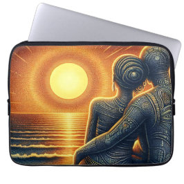 Liebespaar bei Sonnen Untergang am Meer ラップトップスリーブ