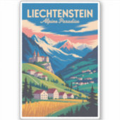 Liechtenstein Landscape Illustration Travel Art シール (正面)