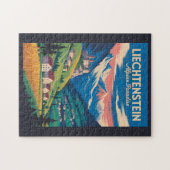 Liechtenstein Landscape Illustration Travel Art ジグソーパズル (横)