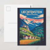 Liechtenstein Landscape Illustration Travel Art ポストカード (正面/裏面)