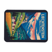 Liechtenstein Landscape Illustration Travel Art マグネット (横)