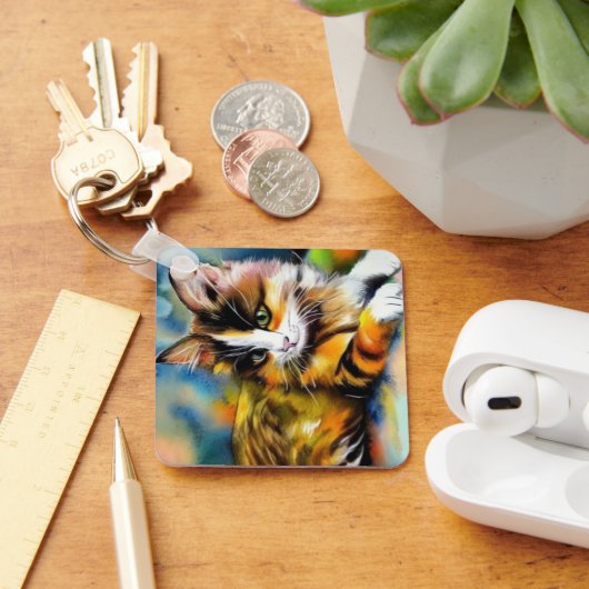 Liegende Katze, Aquarell -  キーホルダー (デスク)