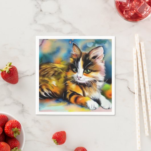 Liegende Katze, Aquarell - スタンダードカクテルナプキン (インサイチュ)