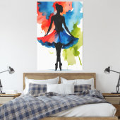 lienzo Bailarina arte abstracto en acuarela キャンバスプリント (インサイチュ (寝室))