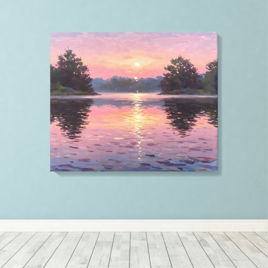 Lienzo Lake During Dusk キャンバスプリント (インサイチュ (ウッドフロア))