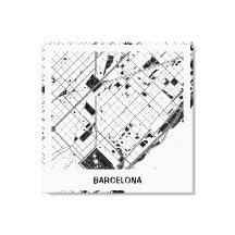 Lienzo mapa minimalista Barcelona - Blanco-Negro
