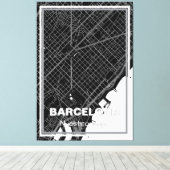 Lienzo mapa minimalista Barcelona - Negro-blanco キャンバスプリント (インサイチュ (ウッドフロア))