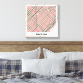Lienzo mapa minimalista Barcelona - Rosa-verde キャンバスプリント (インサイチュ (寝室))