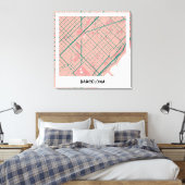 Lienzo mapa minimalista Barcelona - Rosa-verde キャンバスプリント (インサイチュ (寝室))