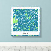 Lienzo mapa minimalista Berlín - Azul-Verde キャンバスプリント (インサイチュ (ウッドフロア))