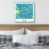Lienzo mapa minimalista Berlín - Azul-Verde キャンバスプリント (インサイチュ (寝室))