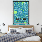 Lienzo mapa minimalista Berlín - Azul-verde キャンバスプリント (インサイチュ (寝室))
