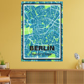 Lienzo mapa minimalista Berlín - Azul-verde キャンバスプリント (インサイチュ (リビング))