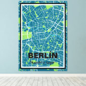Lienzo mapa minimalista Berlín - Azul-verde キャンバスプリント (インサイチュ (ウッドフロア))
