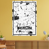 Lienzo mapa minimalista Berlín - Blanco-negro キャンバスプリント (インサイチュ (リビング))