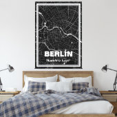 Lienzo mapa minimalista Berlín - Negro-blanco キャンバスプリント (インサイチュ (寝室))