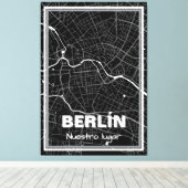Lienzo mapa minimalista Berlín - Negro-blanco キャンバスプリント (インサイチュ (ウッドフロア))