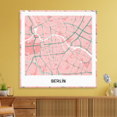 Lienzo mapa minimalista Berlín - Rosa-verde キャンバスプリント (インサイチュ (リビング))