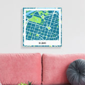 Lienzo mapa minimalista Bilbao - Azul-Verde キャンバスプリント (インサイチュ (リビング))