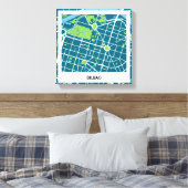 Lienzo mapa minimalista Bilbao - Azul-Verde キャンバスプリント (インサイチュ (寝室))