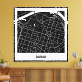 Lienzo mapa minimalista Bilbao - Negro-blanco キャンバスプリント (インサイチュ (リビング))