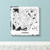 Lienzo mapa minimalista Londres - Blanco-Negro キャンバスプリント (インサイチュ (ウッドフロア))