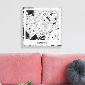 Lienzo mapa minimalista Londres - Blanco-Negro キャンバスプリント (インサイチュ (リビング))