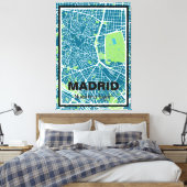 Lienzo mapa minimalista Madrid - Azul-verde キャンバスプリント (インサイチュ (寝室))