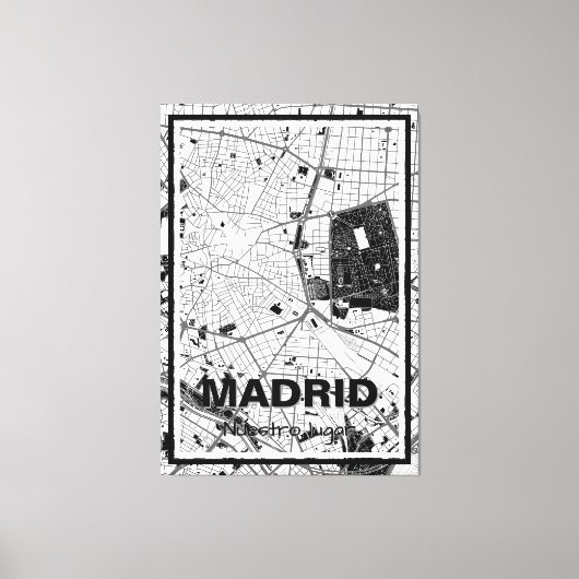 Lienzo mapa minimalista Madrid - Blanco-negro キャンバスプリント (正面)