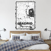 Lienzo mapa minimalista Madrid - Blanco-negro キャンバスプリント (インサイチュ (寝室))