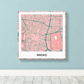 Lienzo mapa minimalista Madrid - Rosa-verde キャンバスプリント (インサイチュ (ウッドフロア))
