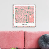 Lienzo mapa minimalista Madrid - Rosa-verde キャンバスプリント (インサイチュ (リビング))
