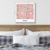 Lienzo mapa minimalista Madrid - Rosa-verde キャンバスプリント (インサイチュ (寝室))