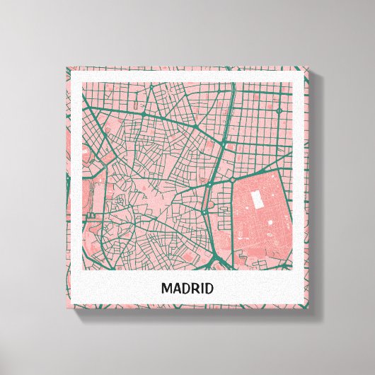 Lienzo mapa minimalista Madrid - Rosa-verde キャンバスプリント (正面)