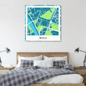 Lienzo mapa minimalista Sevilla - Azul-Verde キャンバスプリント (インサイチュ (寝室))