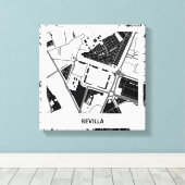 Lienzo mapa minimalista Sevilla - Blanco-Negro キャンバスプリント (インサイチュ (ウッドフロア))