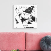 Lienzo mapa minimalista Sevilla - Blanco-Negro キャンバスプリント (インサイチュ (リビング))