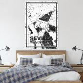 Lienzo mapa minimalista Sevilla - Blanco-negro キャンバスプリント (インサイチュ (寝室))