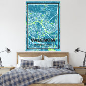 Lienzo mapa minimalista Valencia - Azul-Verde キャンバスプリント (インサイチュ (寝室))