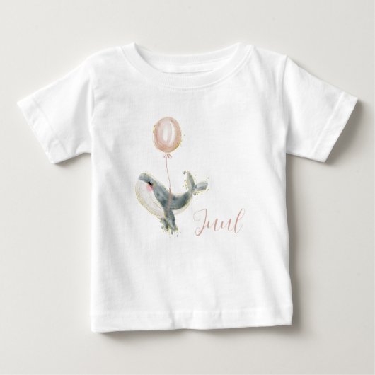 Lieve dolfijn met roze ballon ベビーTシャツ (正面)
