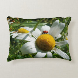 Lieveheersbeestje op margriet in de natuur. アクセントクッション