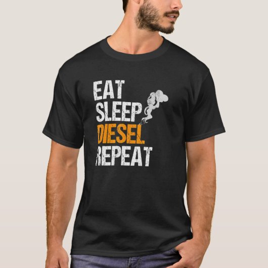 Lif用食べディーゼル燃料のMensスリープDieselリピート Tシャツ (正面)