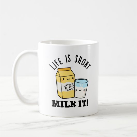 LIfeはショートミルクIt おもしろい Drink Pun コーヒーマグカップ (左)