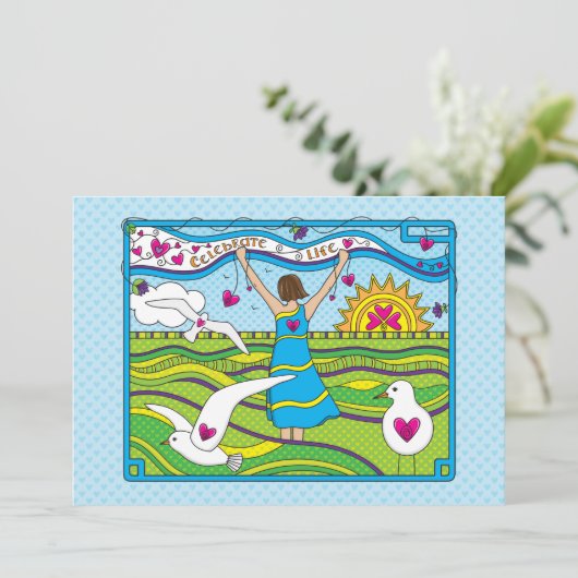 Life_祝Flatカード7"x5" (スタンド正面)