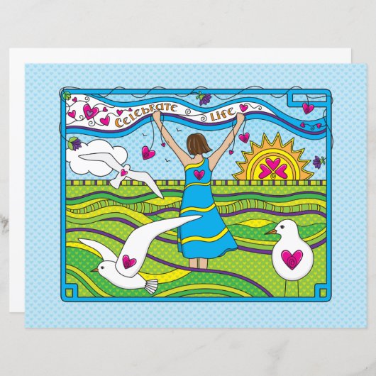 Life_祝Flat紙シート11"x8.5" (正面/裏面)