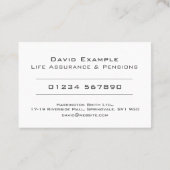 Life Assurance & PensionsとPhoto of Holder 名刺 (裏面)