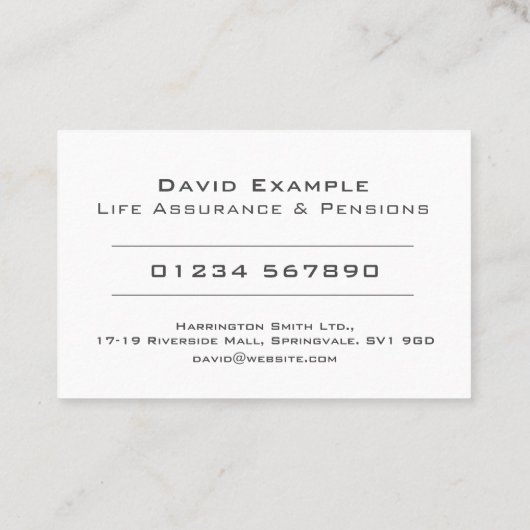 Life Assurance & PensionsとPhoto of Holder 名刺 (裏面)