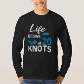 Life Begins 20 Knots Kiteboarding Windsurfing Surf Tシャツ (正面)