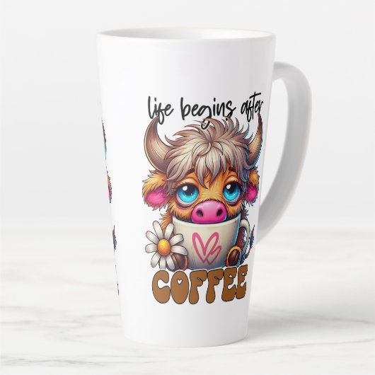Life Begins After Coffee カフェラテマグ (右アングル)
