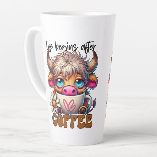 Life Begins After Coffee  カフェラテマグ (左アングル)